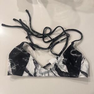 Jolyn Clothing Black & White Marble Print Bikini Top
